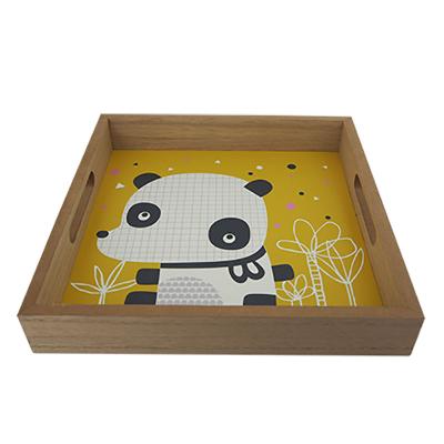 China Cheap Viable Cartoon Wooden Veneer Kids Safe Breakfast Serving Tray Wood For Storage for sale