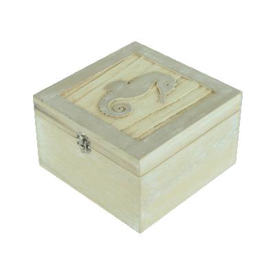 China Various Coastal Promotional Carve Beach Seahorse Wooden Home Decor Boxes For Decoration for sale