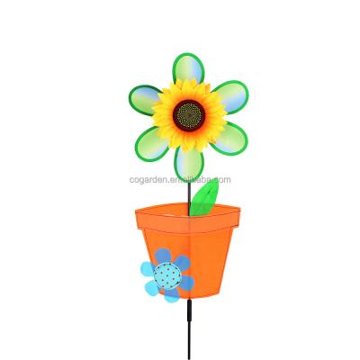 China Hot Selling Colorful Novelty Decorative Spinner Windmill Garden, Polyester Fiberglass Flower Small Windmills for sale