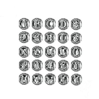 China Fashion Ebey Source 26 Letters S925 Sterling Silver A-Z Alphabet Capital Letters Beads For Bracelets Necklaces Making for sale