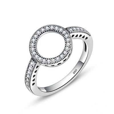 China FASHIONABLE European and American border 925 diamond ring simple o-shaped silver ring female ring for sale