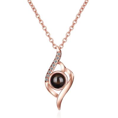 China FASHIONABLE Top Selling Tiktok Same Design 100 Languages ​​Memory Projection Pendant Necklace I Love You For Lovers for sale