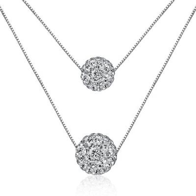 China FASHIONABLE Japan And Korean Simple Double-Layer Diamond Ball Pendant Female Short Clavicle Chain for sale