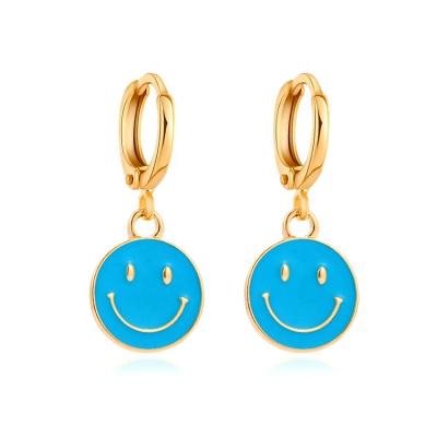 China TRENDY European and American Insti fashion creative cute simple metal dripping smiley earrings for female for sale