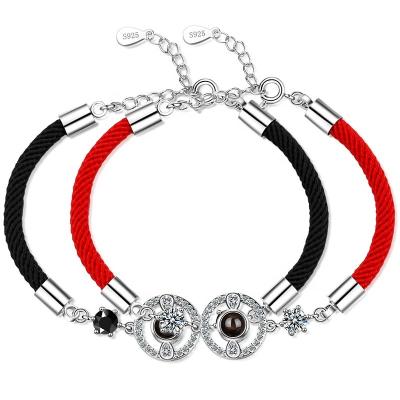 China FASHIONABLE Korean Version 100 Languages ​​Projection Couples Bracelets For Men And Women Simple Red String Love Memory Bracelet for sale