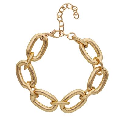 China Western Style Hot Selling Western Style Exaggerated Hip Gold Plated Hop Chain Bracelet Metal Punk Bracelet for sale