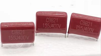 China Capacitor metalizado vermelho antiferrugem CBB21 155J400V do filme do polipropileno à venda