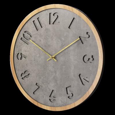 China 24inch Traditional Silent Non Ticking Wooden Wall Clock Dia Round Battery Operated Indoor Open Decor for sale