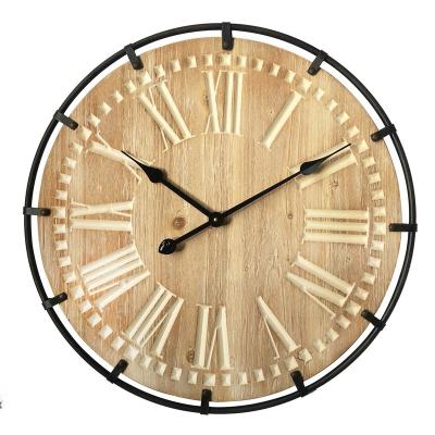 China Modern Non Ticking Traditional Silent Dia Quartz Round Battery Operated Open Home Decor Farmhouse Wall Clock 24inch Large for sale