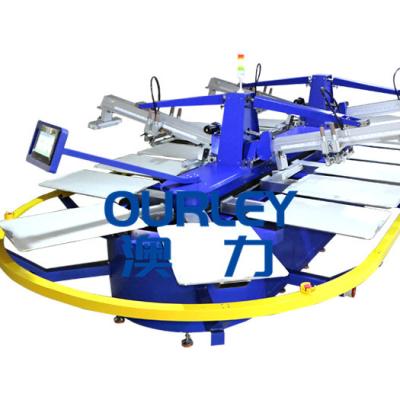 China Hotels 4 Color Automatic Screen Printer Oval Silk Screen Printing Machine For T Shirt for sale