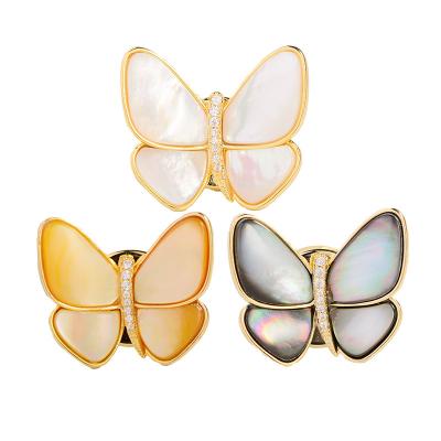 China Jewelry Decoration ZHIWEI mother of pearl butterfly brooch magnet creative inlaid zirconium design lapel pin buckle fashion accessories brooch for sale