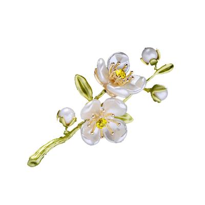 China Jewelry Decoration ZHIWEI botanical flower branch brooch elegant Mori flowers corsage advanced sense of plants and flowers accessories women's jewe for sale