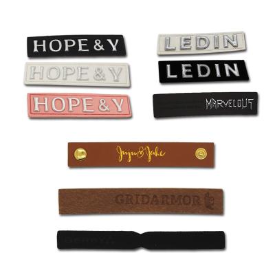 China Good price viable fashion popular design hot stamp suede leather label heat press leather patch factory direct sale for sale