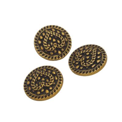 China Sustainable Wholesale Old-fashion Style Metal Pattern Metal Craft Engraved Button for sale