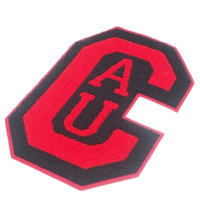 China Handmade Wholesale Custom Iron On Backing Embroidery Patches Big Letter Jeans Apparel Chenille Patches for sale