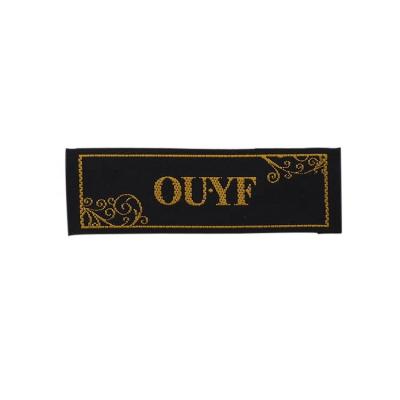 China Sustainable Customized High Density End Folded Satin Damask Woven Clothing Labels for sale