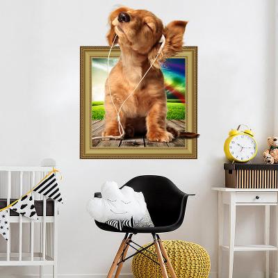 China WALL STICKER Die Cut Waterproof PVC Dog 3D Floor Sticker 3D Wall Sticker for sale