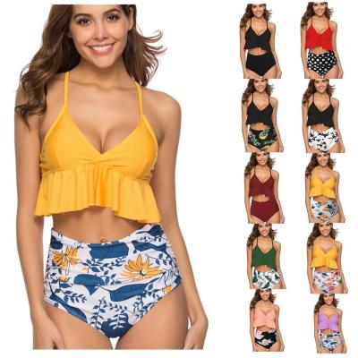 China New Breathable Arrive Fashion Sling Covered Sling Belly Covered Belly Tops Large Size Bikini Pleated Female Swimwear for sale