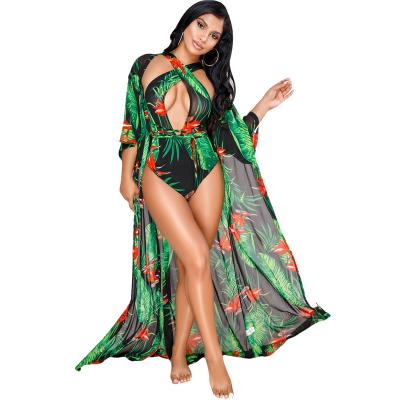 China Custom Breathable Logo Sexy Women Two Pieces Plus Size Halter Printed Cover Up Swimwear Swimwear Bikini Set for sale