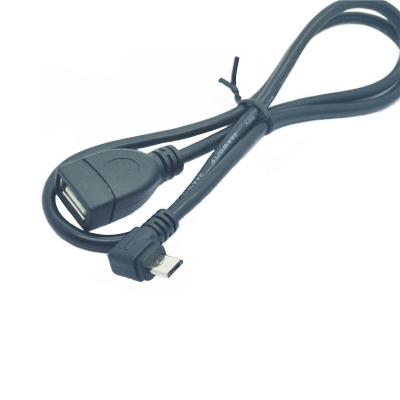 China MP3/MP4 Player OTG High Quality V8 Right Angle 5Pin Mic Male USB To USB A Female Cable for sale