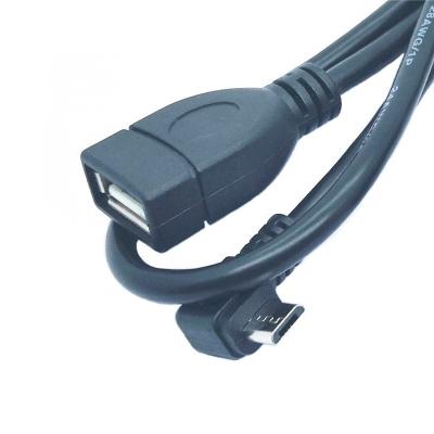 China Computer OTG USB Data Cable Right Angle Micro USB Male Micro To USB A Female Adapter Cable for sale