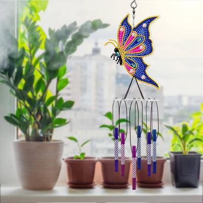 China New DIY Painting Double Sided Stone Wind Rings Window Wall Decoration DIY Diamond Inlaid Exquisite Butterfly Animal Pendant Gift for sale