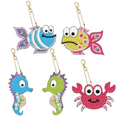 China DIY Sea Animal Diamond Painting Keychain DIY Special Shaped Drill Key Ring Pendant 2022 Birthday Gift for sale