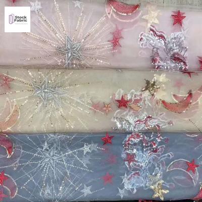 China Whole viable sale lot price sequin mesh lace fabric embroidery cheap stock fabric in china for sale