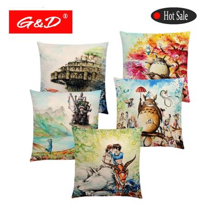 China G&D Watercolor Totoro Single Cushion Cover Sofa Customized Pillow Case for sale