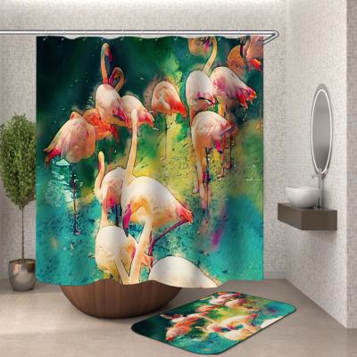 China Viable Animal Flamingo Deer Beach Anime Cartoon G&D Customizable Shower Curtain for sale