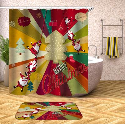 China G&D Sustainable Christmas Cartoon Cute Waterproof Custom Shower Curtains for sale