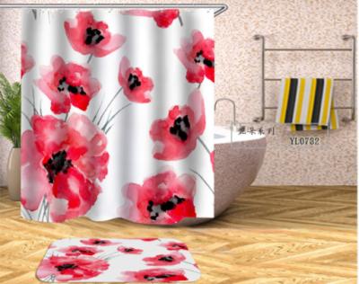 China G&D Amazon Ebay Viable Flower Polyester Waterproof Printed Shower Curtain for sale