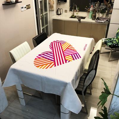 China G&D Waterproof Love Waterproof Polyester Printing Rectangular Home Table Cloth for sale