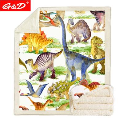 China G&D Dinosaur Warm Jurassic Children's Sherpa Blanket Microfiber Fleece Blankets for Bed Kid's Room Decoration Bedspread for sale