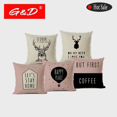 China Sofa Decorative Deer Animal Home Nordic Decor Plain G&D Style Canvas Cushion Covers For Sofa for sale