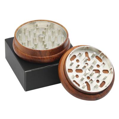 China Custom Herb Smoke Dry Herb Grinder Logo Crusher Magnetic Wooden Tobacco Grinding Grinder for sale