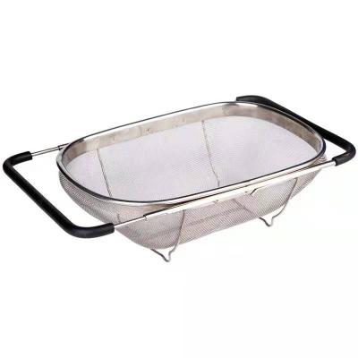 China Mesh Sustainable Basket Stainless Steel Suitable For Kitchen Sink With Rubber Handle Large Fine Mesh Kitchen Gadgets Kitchen Necessities for sale