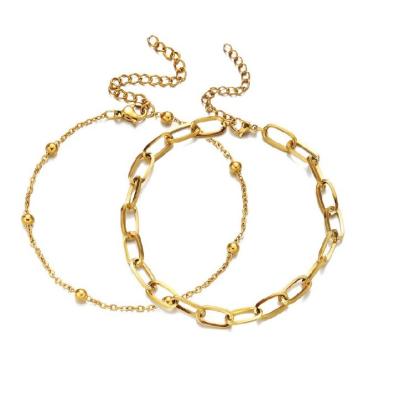 China CLASSIC Gold Plated Chunky Linked Chain Bracelet Women's Bold Chain Linked Stainless Steel Pinball Bracelet for sale