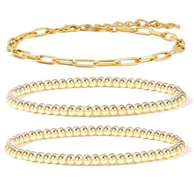 China CLASSIC Wholesale Fashion Jewelry Plain Gold Plated Imitation Beaded Bracelet for sale