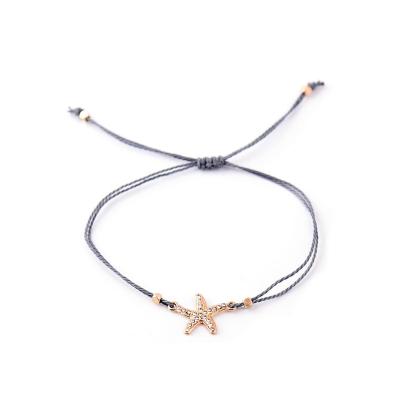 China Factory Wholesale Price CLASSIC Adjustable Bracelet Starfish Tie Bracelet Waterproof Wax Rope Bracelet for sale