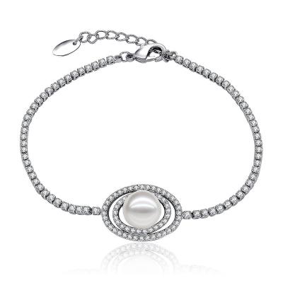 China CLASSIC Fashion Silver Zircon Bracelet For Women Jewelry Round 2MM Silver CZ Tennis Bracelet for sale