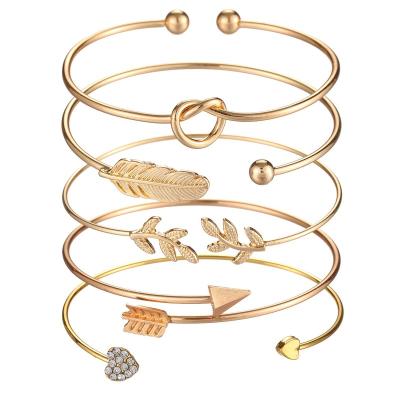 China Other Gold Wholesale Adjustable Girls Brass Cuff Bracelet Bangle Set for sale