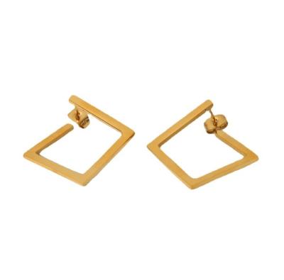 China Fashion Jewelry Stainless Steel Gold Square Circle Earrings CLASSIC Geometry Earrings For Women for sale