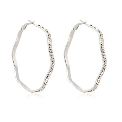 China CLASSIC rhodium hoops huggie earrings glitter rhodium plated large gold plated ultra thin hoop earrings for sale