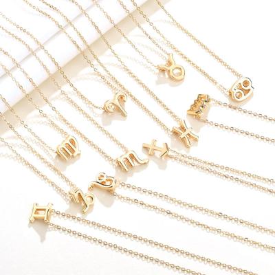 China CLASSIC Gold Plated Stainless Steel Good Luck Zodiac Sings Charm Necklace for sale