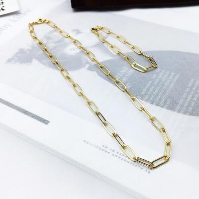 China CLASSIC 14k Gold Filled Rectangle 925 Sterling Silver Paper Clip Chain Custom Necklace for sale