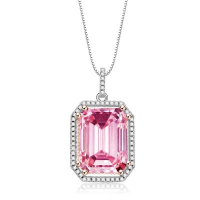 China CLASSIC Pink Gemstone Necklace You'll Be Mine Pink Rectangle Gemstone Necklace Fashion Women Jewelry for sale