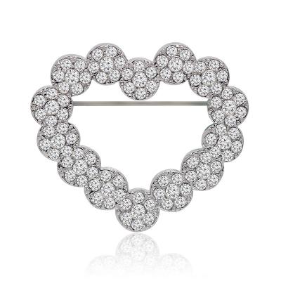 China Other Bespoke Fashion Rhinestone Heart Embellishment Brooch Crystal Brooch Pins for sale