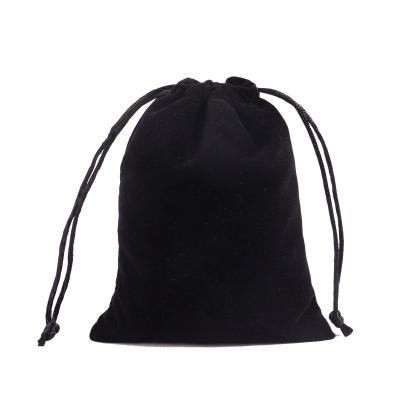 China JR-Wholesale Custom Logo Jewelry Pouch Drawstring Black Velvet Bag Packaging for sale