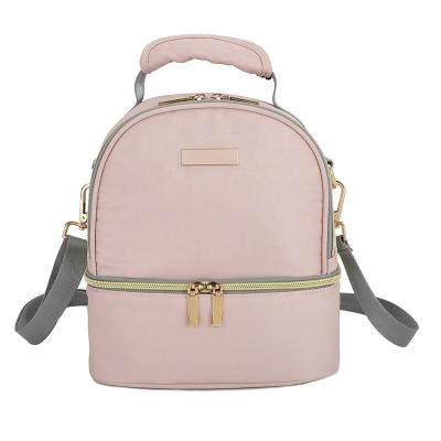 China Waterproof 2022 Most Latest Customized Fashionable Pink Travel Diaper Bag Lady Portable Backpack for sale